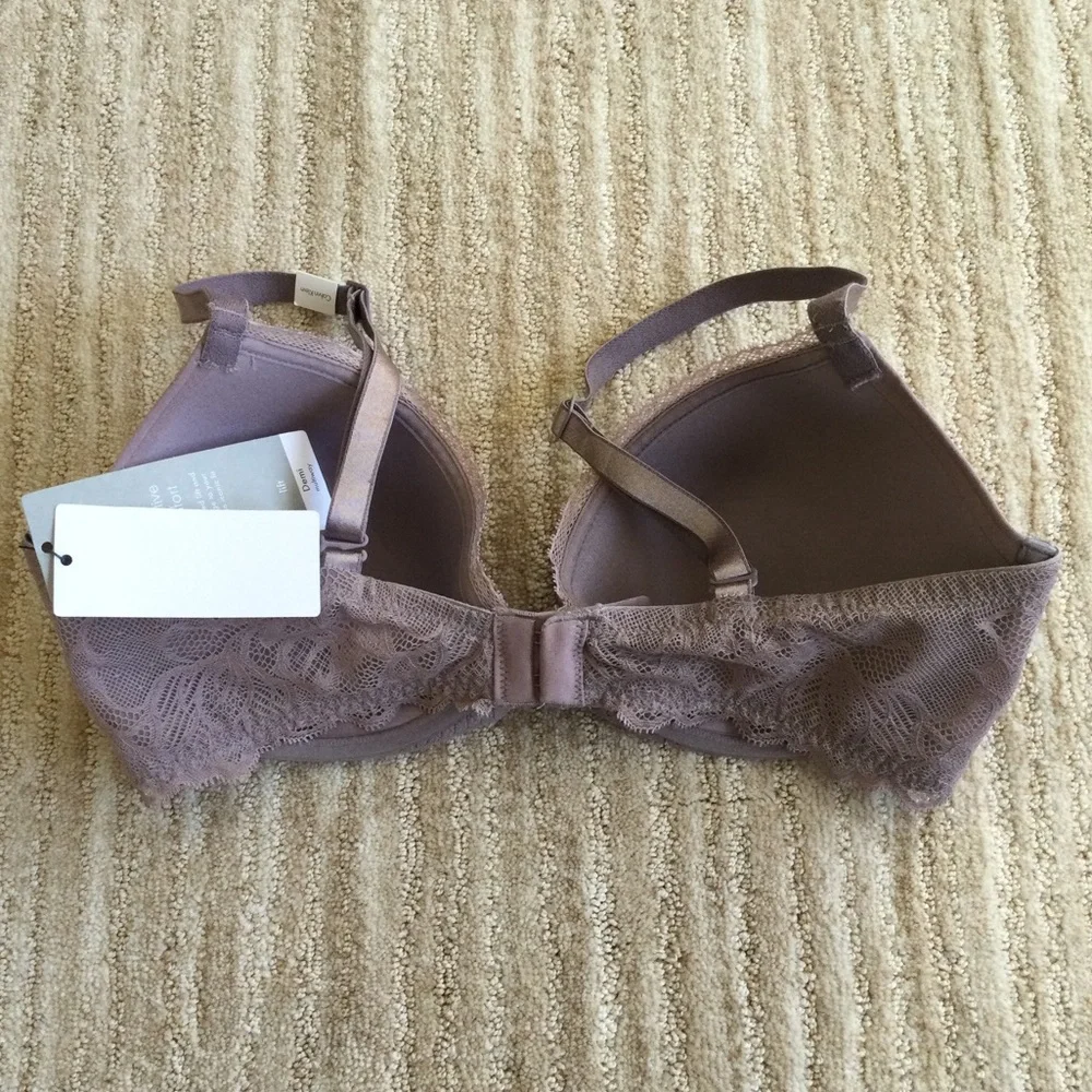 NWT Calvin Klein Seductive Comfort Lace Demi Lift Multiway Bra QF1444 Gray 34D